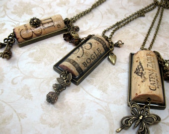Wine Cork Jewelry, Wine Cork Necklace, Bridesmaid Gift, Swag Bag Stuffers, Stocking Stuffer, Gift for Her, Gift for Wife, Gift for Mom