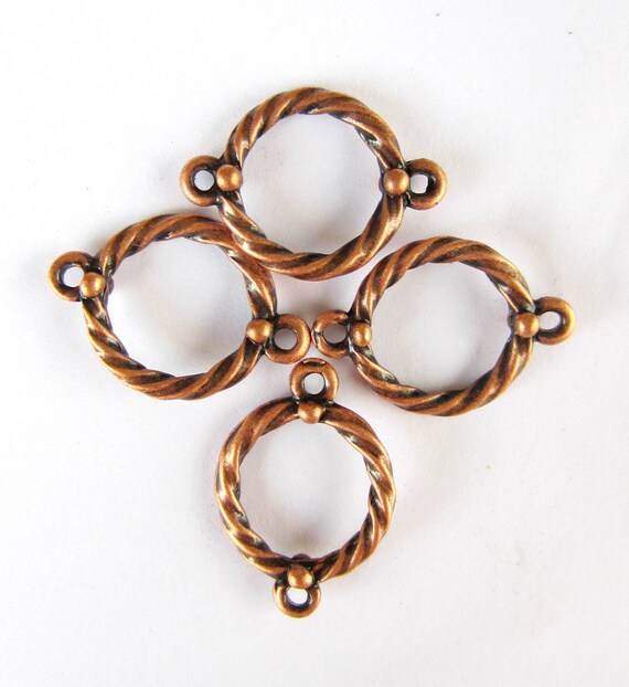 20 Jewelry connectors antique copper twist jewelry links no
