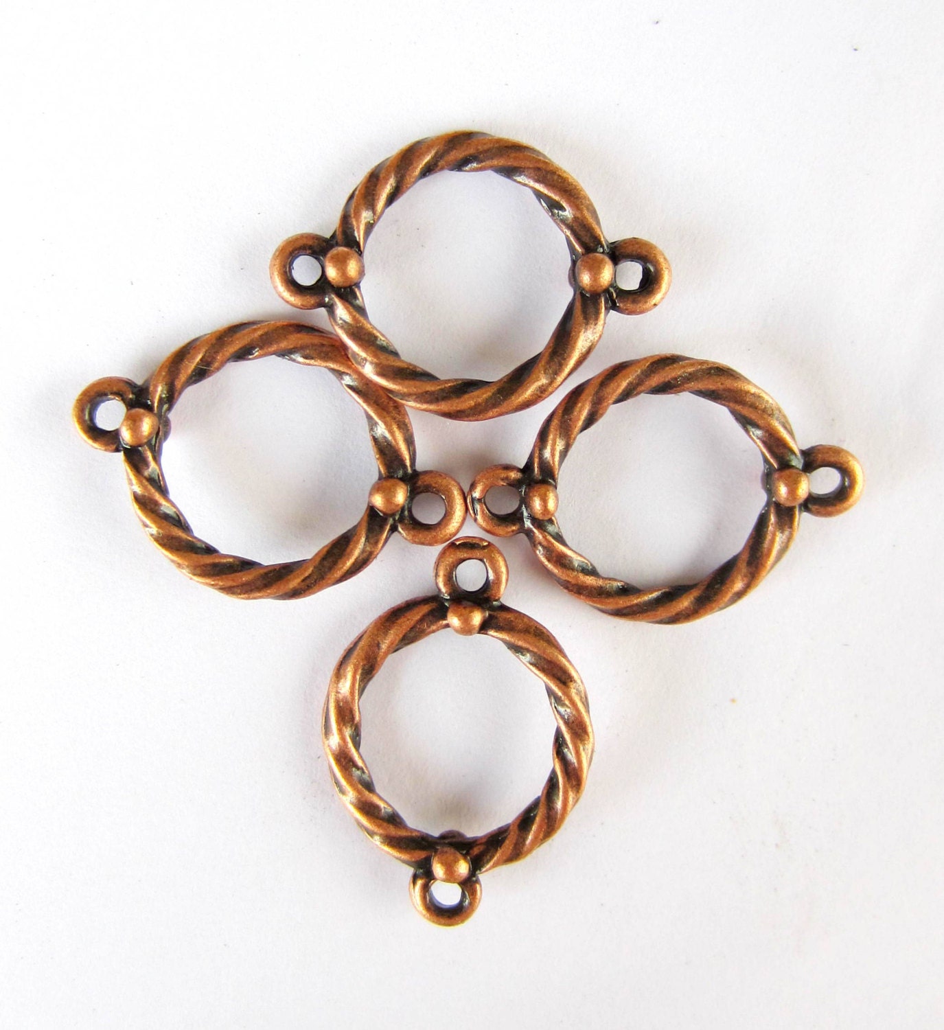 20 Jewelry connectors antique copper twist jewelry links no