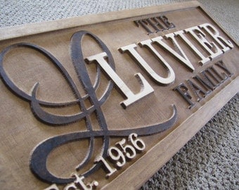 Personalized Family Name Signs custom wedding gift CARVED Wooden Sign Last name Wedding Established Anniversary custom personalized sign