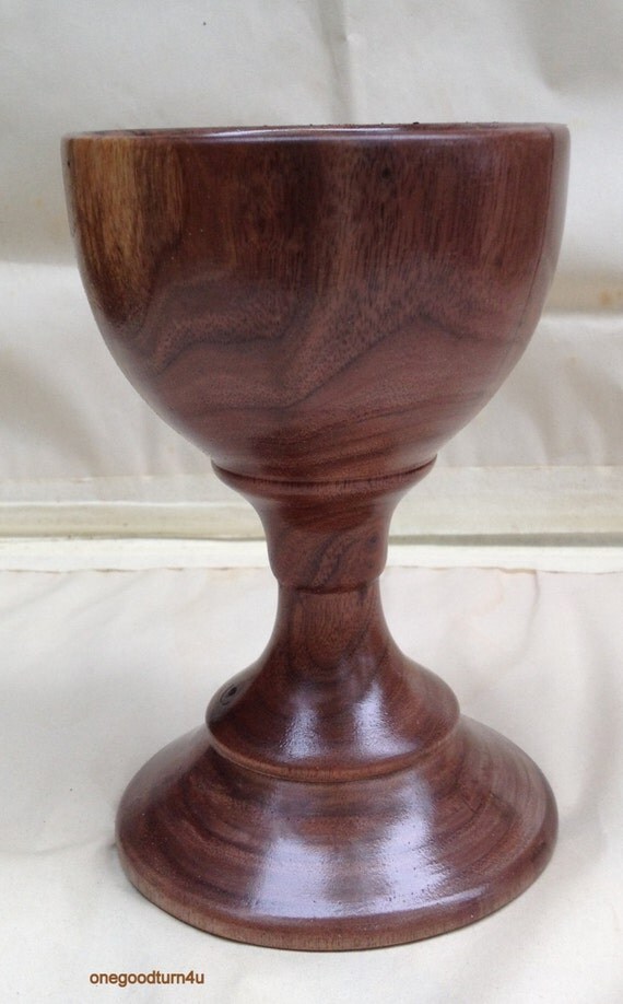 Wooden Walnut Goblet woodturning homedecor church by onegoodturn4u