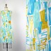CLEARANCE SALE 1950s Dress - 50s Vintage Mad Men Designer Midcentury Modern Novelty Print Aqua Mustard Wiggle Dress S - Babe Bamboo