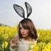 Mad hatter black lace bunny ears headband Uk by Talulahblue.