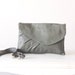 Leather clutch oversized grey , cross body bag - Erato clutch