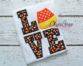 Halloween Candy Corn LOVE Embroidered Applique Shirt or Bodysuit Il_170x135