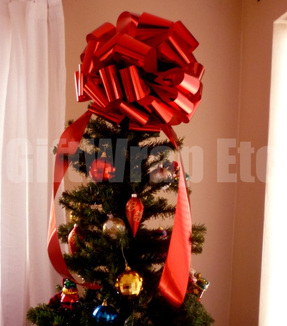 big metallic red bow christmas tree topper car by giftwrapetc big metallic red bow christmas tree topper car by giftwrapetc
