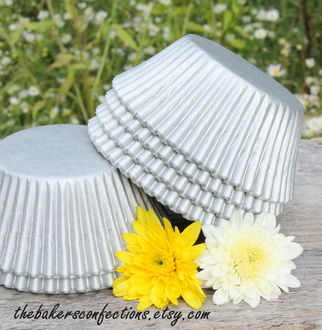 Matte Silver Cupcake Liners Gray Cupcake Liners Wedding