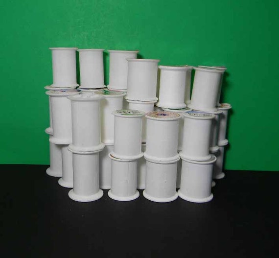 19 White Plastic Sewing Thread Spools. For Bakers Twine