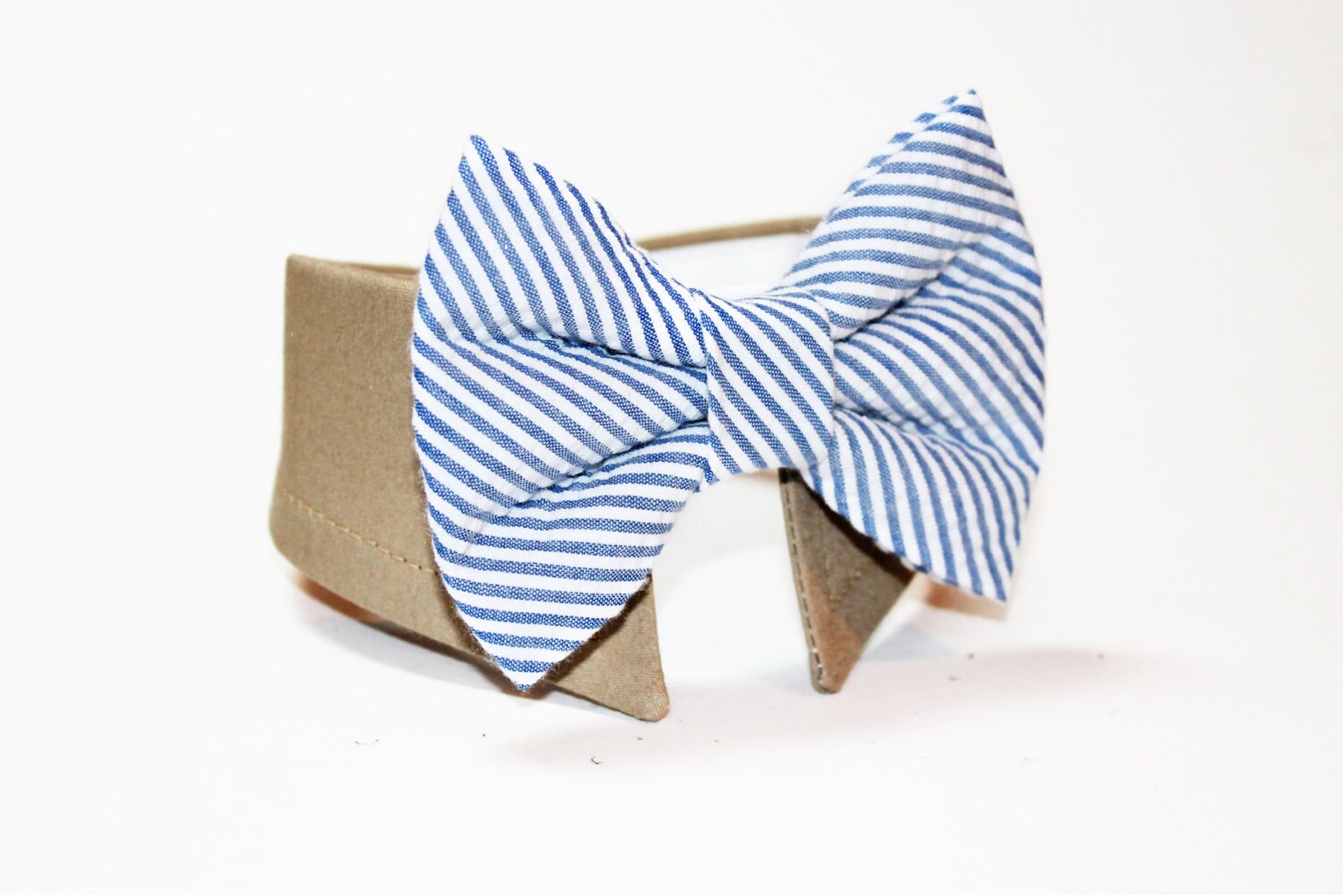 seersucker bow tie dog collar