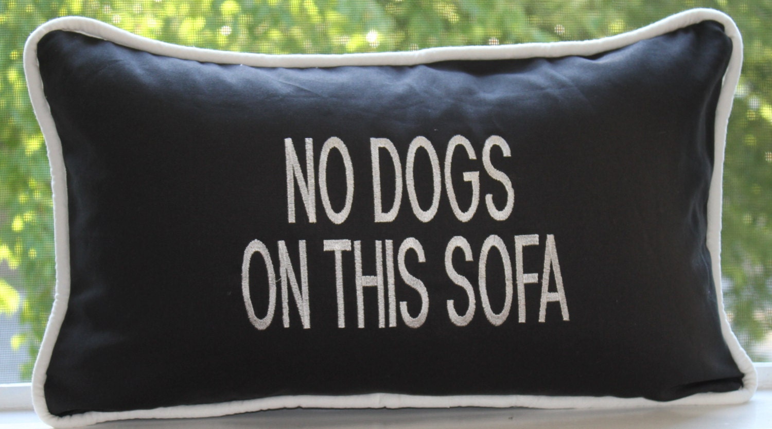 No Dogs on this Sofa Pillow Cover 14 x 24 Black