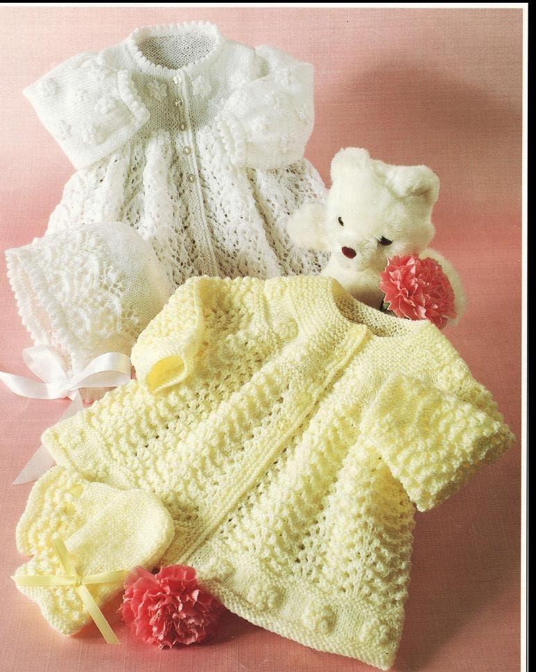 BABY KNITTING PATTERN Matinee Jackets and Mitts
