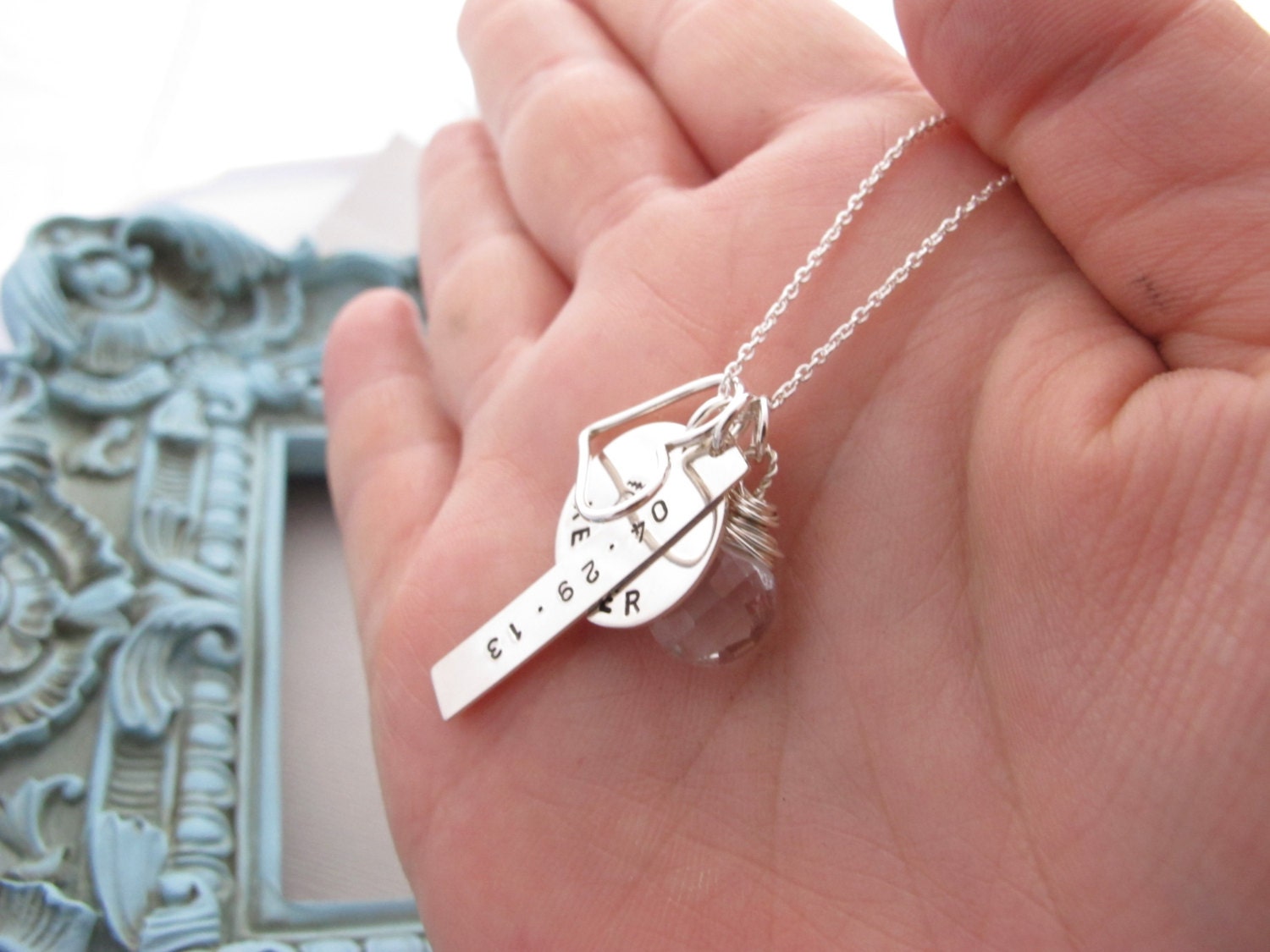 Engraved New Mom Necklace Baby Name Necklace by vonmeyerjewelry