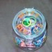 Personalized teacher gift glass candy jar with circles and flip top lid