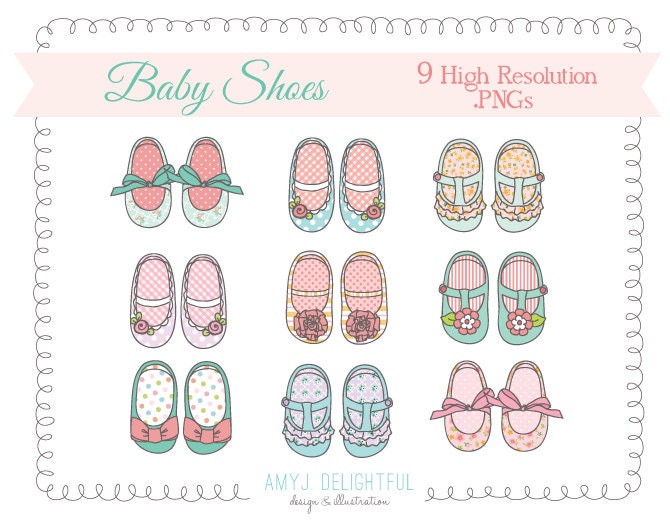 Baby Girl Shoes CLIP ART SET for personal and commercial use