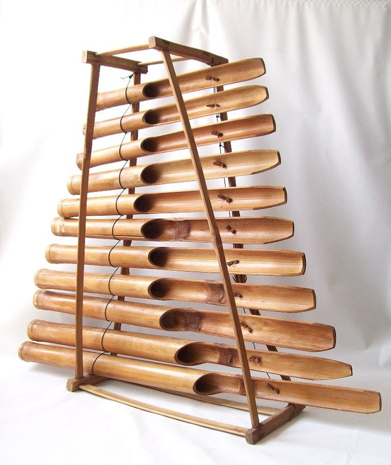 vintage bamboo wood xylophone musical instrument atomic tiki