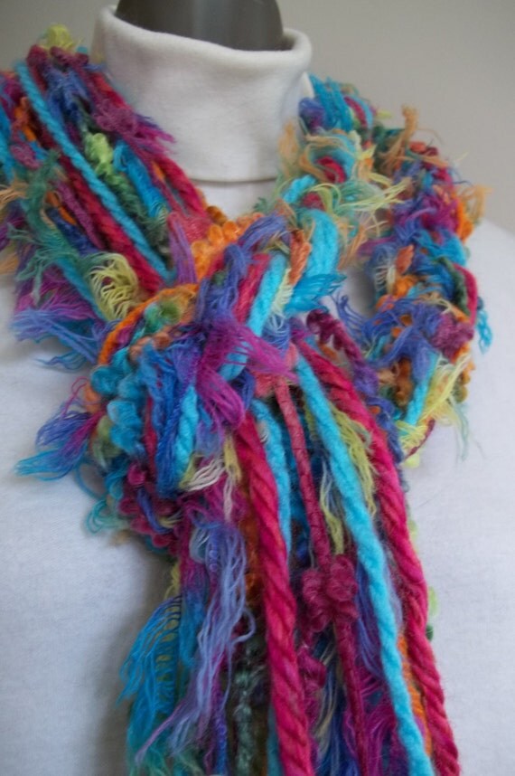 String Scarf Carnival Knotted Yarn String Scarf by AuntBsAttic