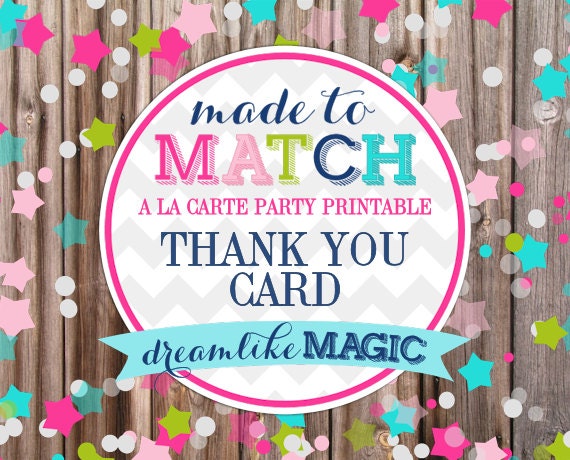 Made to Match Party Printable- Thank You Note Card Il_570xn
