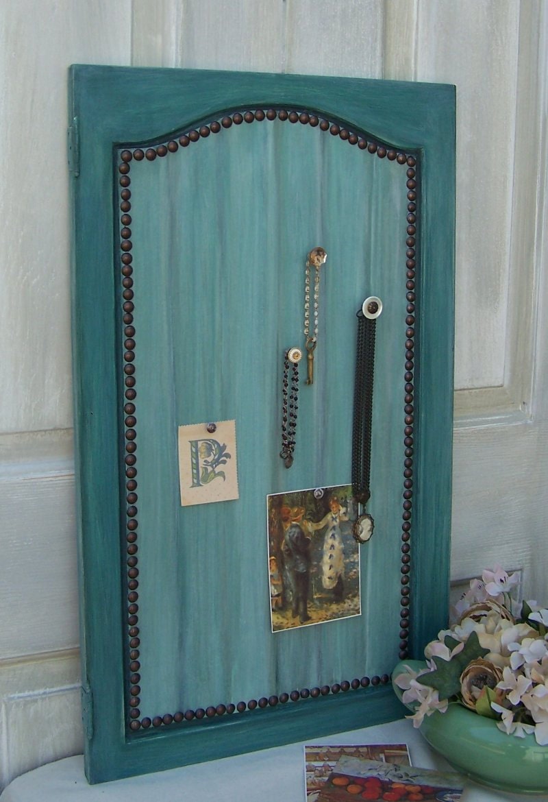 Jewelry Display Cork Board Organize Jewelry Cottage Teal