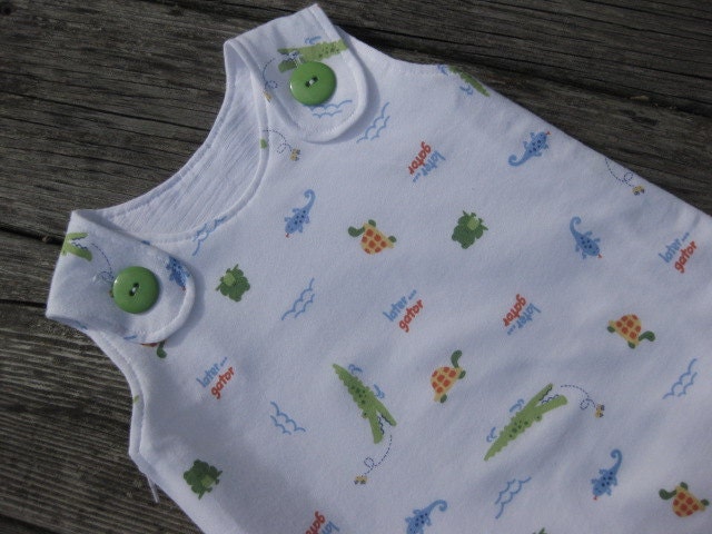 Maryjane Summer Sleep Sack 0-6m - Later Gator Fabric - Alligator, Frog, Lizard, and Turtle