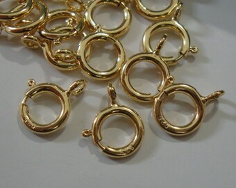 Bulk 25 pcs, 5.5 mm, 18K Gold Sterling Silver Spring Clasp with Open Ring