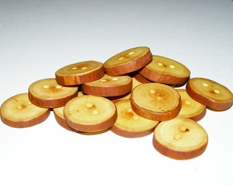 16 Handmade apple wood buttons, accessories (1,1" diameter x 0,20" thick)