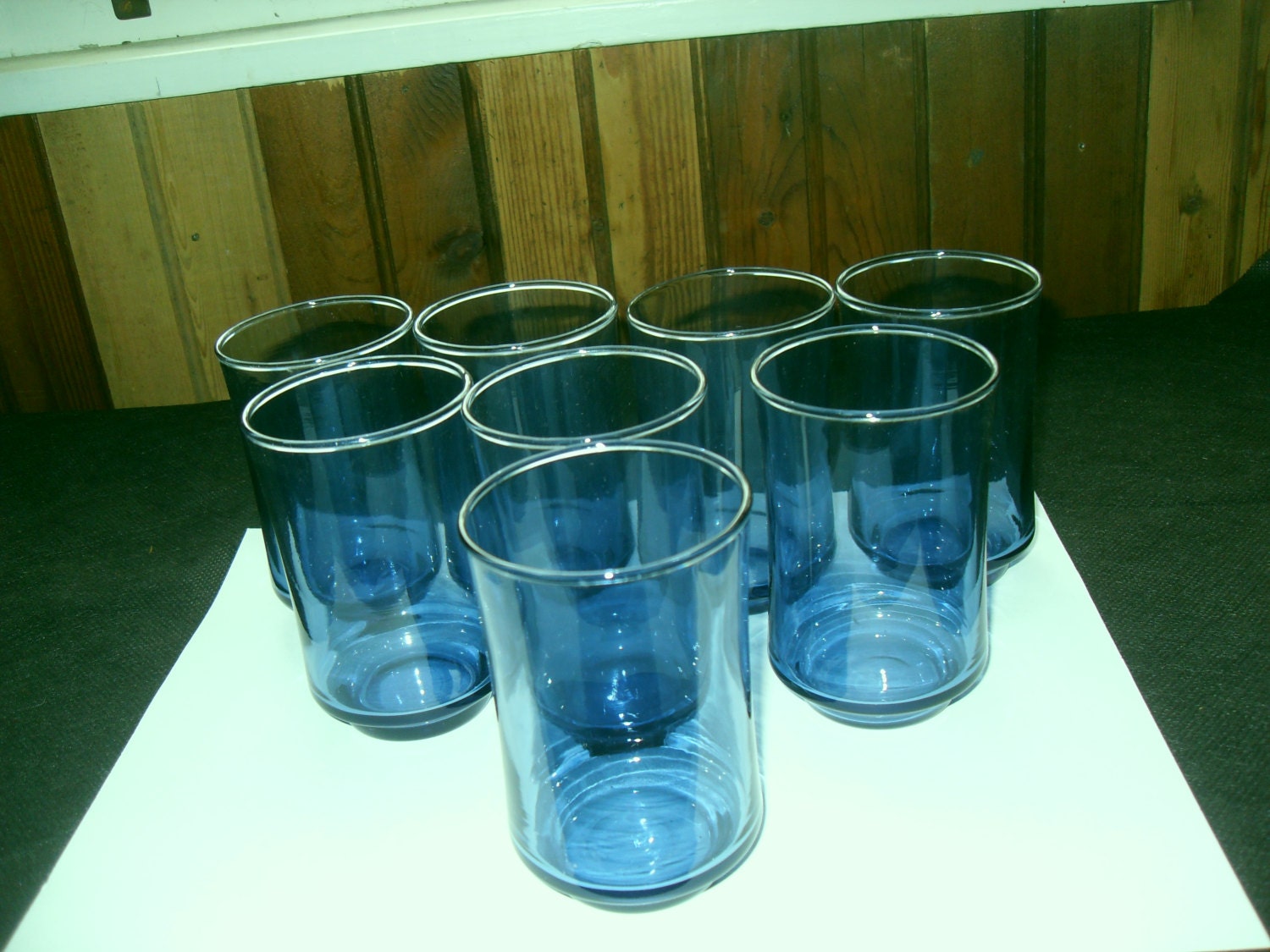 Set Of 8 Juice Glasses Libbey Rock Sharpe Bolero Blue 6 Oz