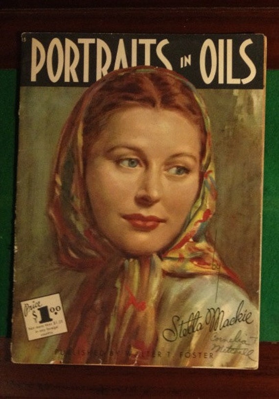 Vintage Art Magazine Portraits in Oil 1940s Art by threefootweid