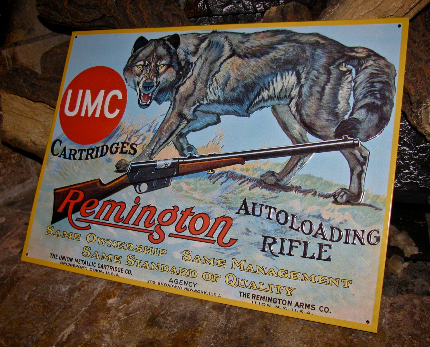 Vintage 1991 Embossed Tin Sign Advertising Remington