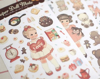 Paper Doll Mate Stickers Ver. 2 - Paper Type 6 sheets (4.3 x 7.4in)