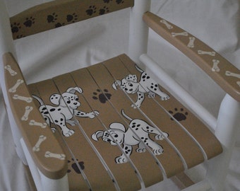 Kids Puppy Dogs Childrens Rocking Chair - Custom Puppy Dogs - Baby Shower Gift, Nursery Furniture, Painted Child Chair, Baby Gift