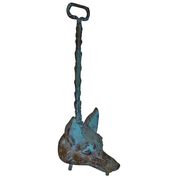 Late 19th century, cast bronze, fox head door stop