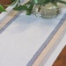 Light Blue Stripe Cottage Chic Table Runner, Rustic Farmhouse Country Cabin Winter Spring Summer Home Decor, Artisan Handwoven 30"Lx11"W