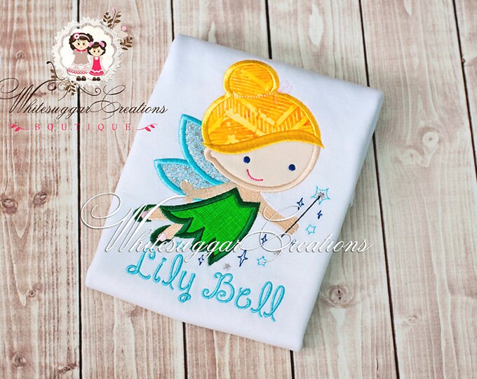 Girls Fairy Embroidered Shirt - Custom Baby Girl Shirt - Fairy Girl Shirt - Tinker Fairy Outfit