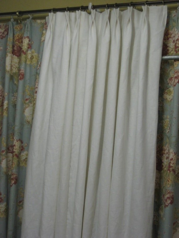 Pleated Linen Drapery Panels 2 Single Width Panels with Your