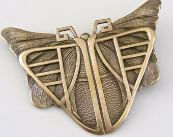 Vintage Brooch - Art Deco Brooch - Butterfly Jewelry - Statement Jewelry - Vintage Brass Jewelry - handmade jewelry