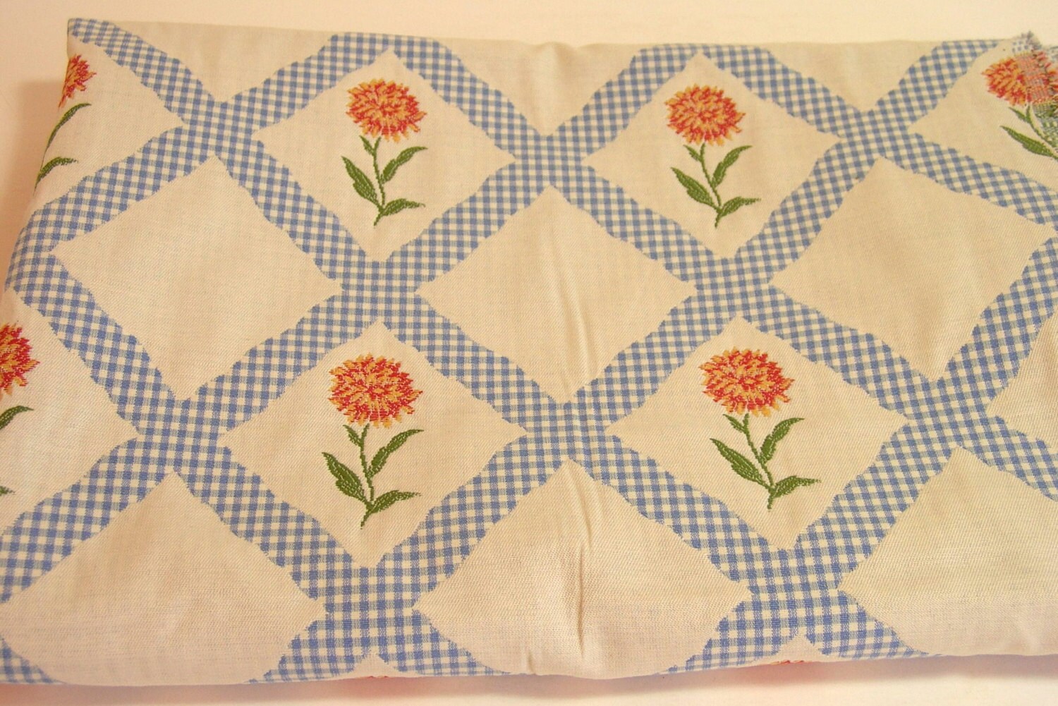 Gingham And Floral Upholstery Fabric