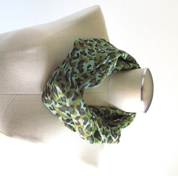 dark green leopard print scarf