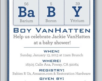 Periodic Table Baby Shower Invitation