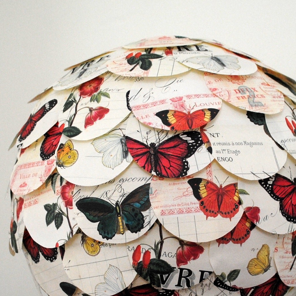 Vintage Paper Butterfly Lamp Shade Ceiling Pendant Lighting