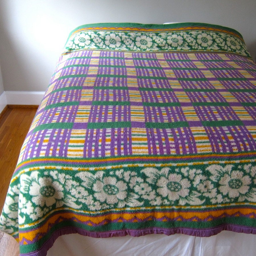 Vintage Esmond Cotton Camp Blanket Double Length Purple