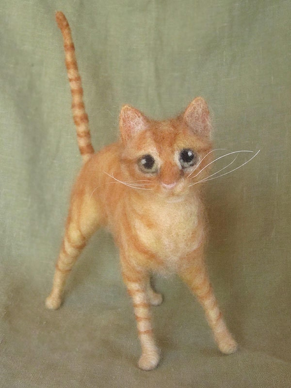 Needle felted cat portrait your kitty custom made by Ainigmati