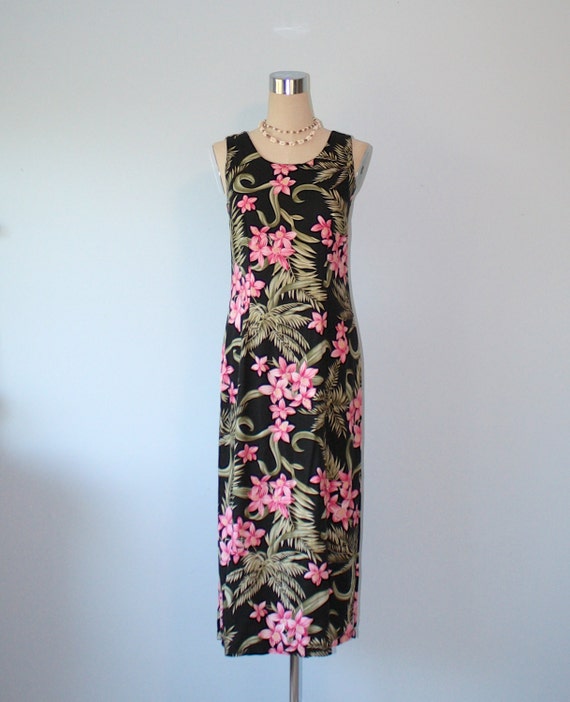 1980s Hawaiian Dress / Vintage Sleeveless Mumu by FoxyBritVintage