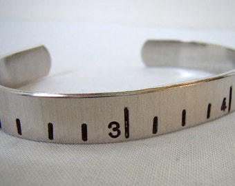 Tape measure Cuff - Aluminum Bracelet - Measuring tape bracelet