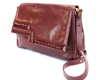 Renee, French Vintage, OxBlood Leather Satchel, 1970s Handbag from Paris