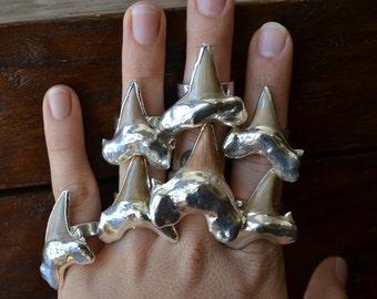 LUX DIVINE /// Chunky Shark Tooth Ring /// Silver Electroformed Ring