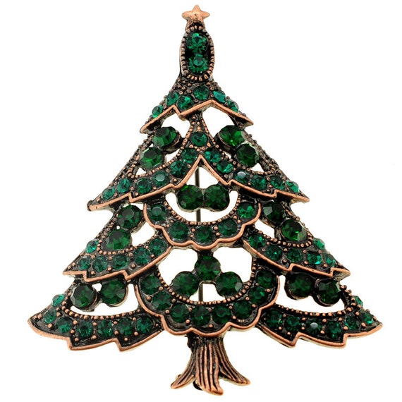 Items similar to Emerald Cutout Christmas Tree Pin Brooch 1002151 on Etsy
