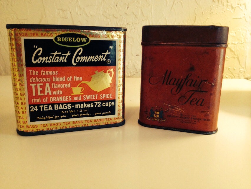 Lot of Vintage tea tins Bigelow Constant Comment and Mayfair