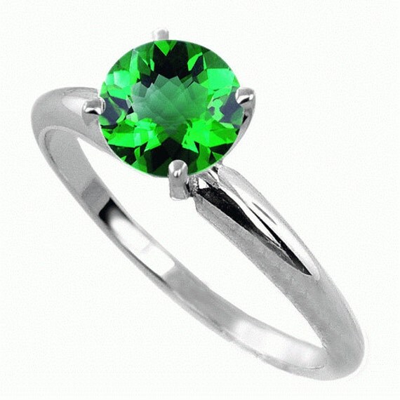 white gold ring fine colombian emerald women ring deep green emerald ...