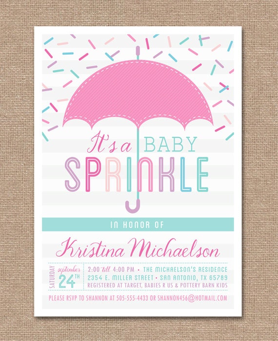 Baby Girl Sprinkle Invitations 1