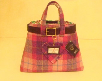 Harris tweed bag purse made in Scotland tartan women gift girl gift pink